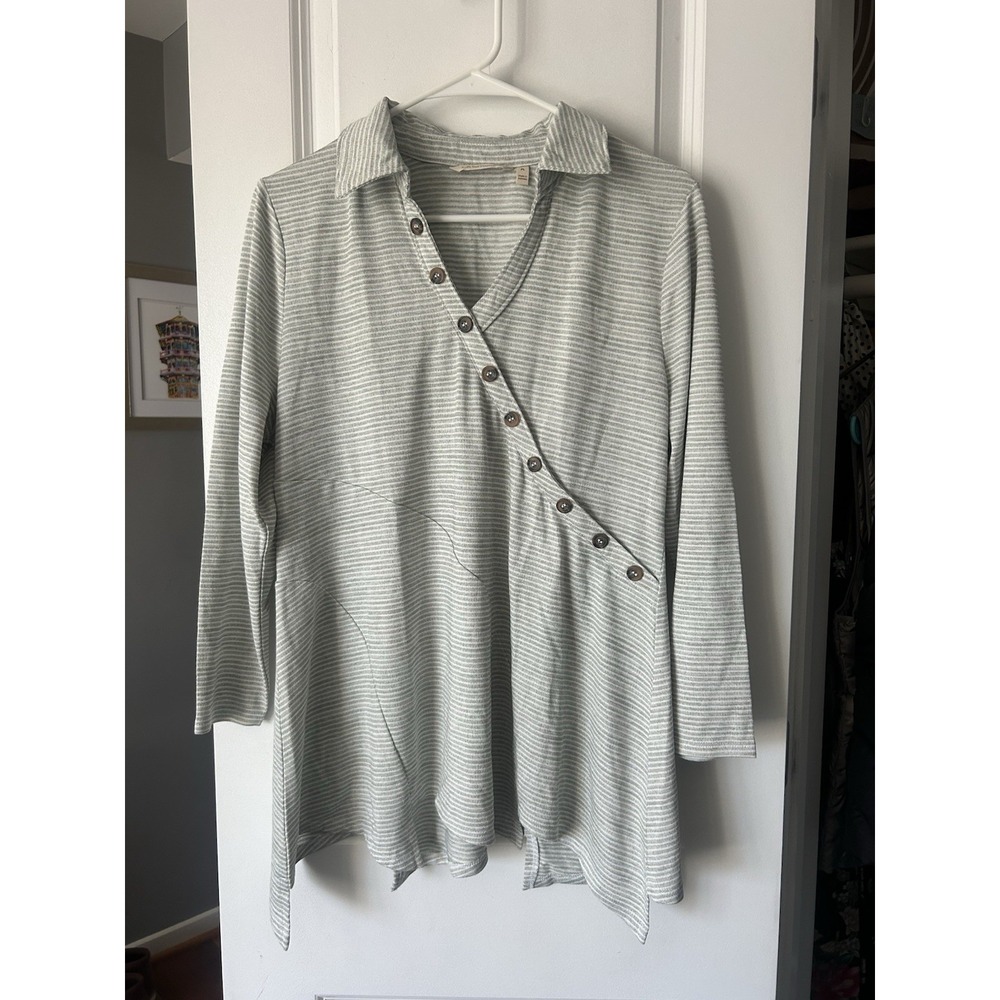 Soft Surroundings Tamara Tunic Asymmetrical Long Sleeve Tunic Top Size L Petite